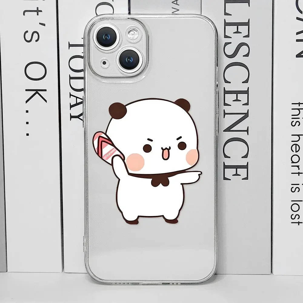 Cute Bubududu Couples Baby Bear Panda Phone Case for IPhone 16 Pro Max 11 12 13 Mini 7 8 14 15 Plus X XS MAX Clear Covers Fundas