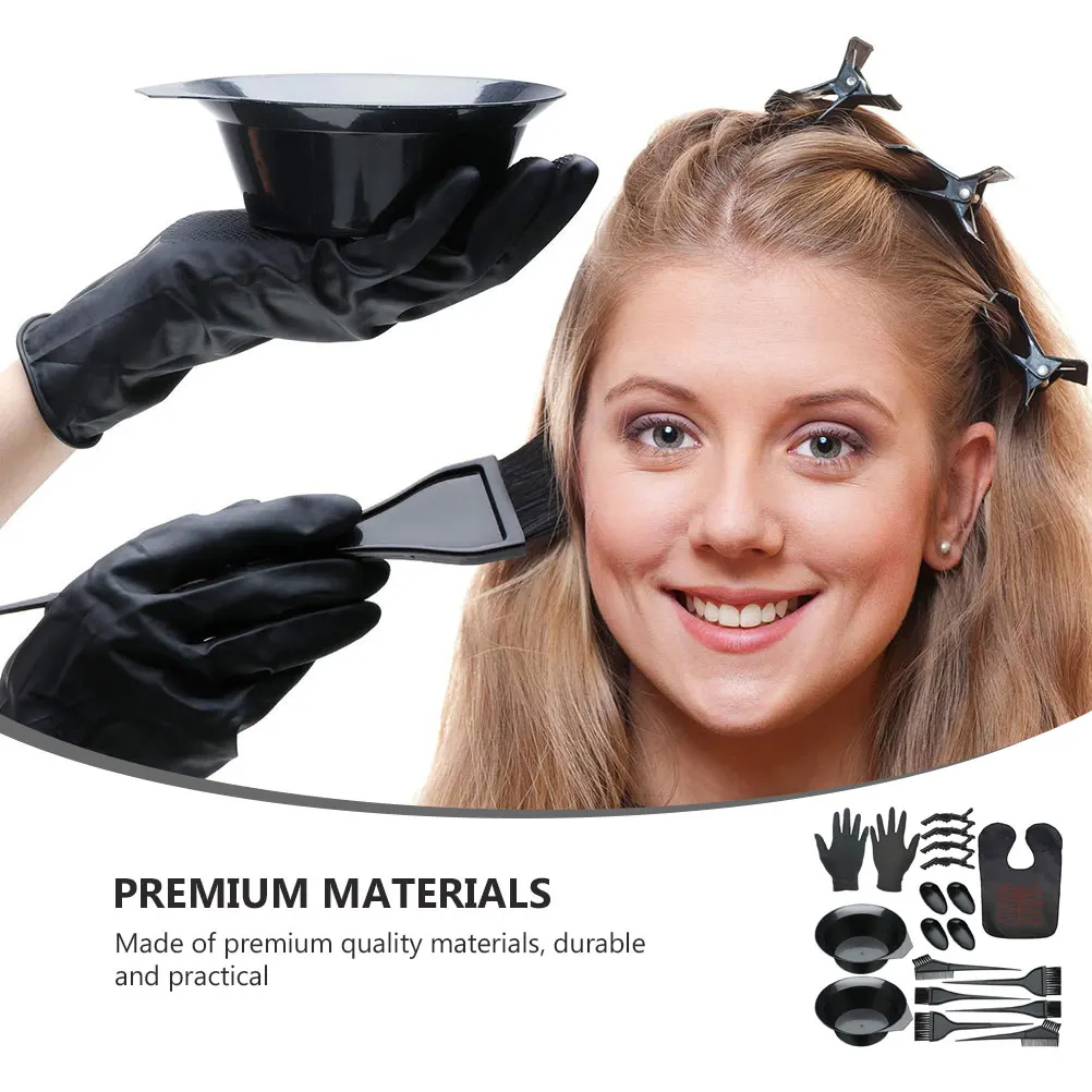 19Pcs Hair Dye Coloring Set Environmentally Kit with Smooth Application Brushes Bowl