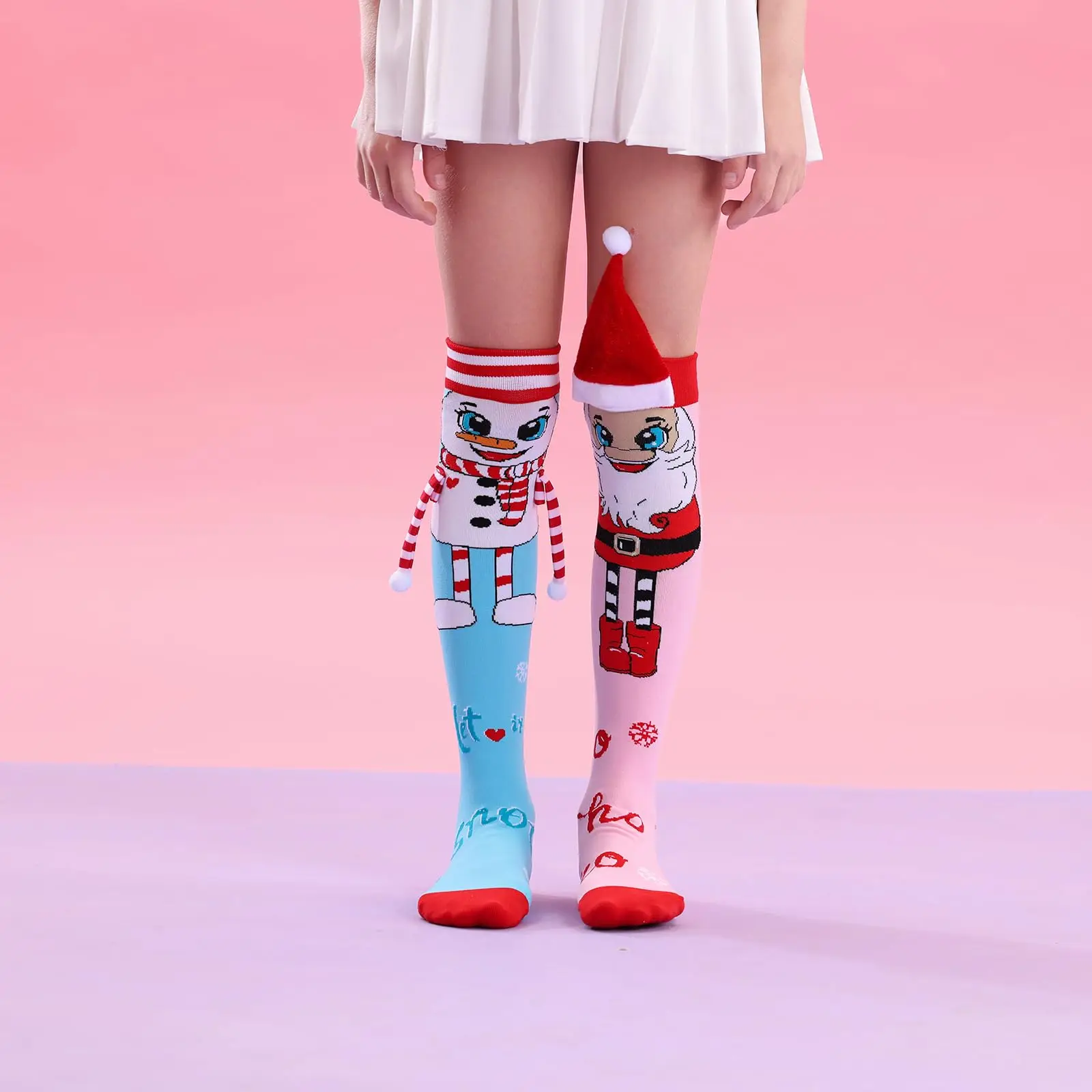 جوارب مجنونة للأطفال، جوارب بناتي لطيفة للفتيات، جوارب مبتكرة غير تقليدية قابلة للتمدد من منتصف إلى عالٍ