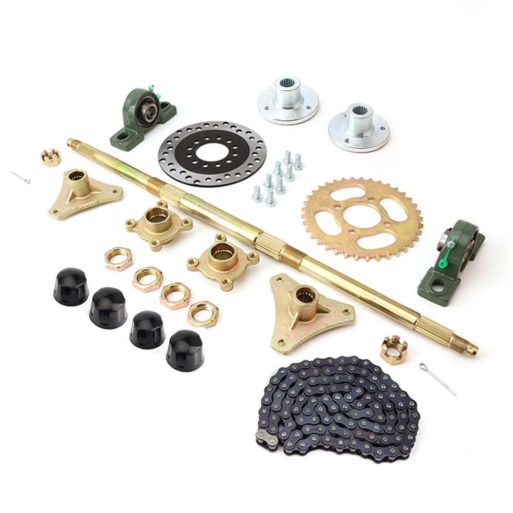 Complete 610mm Rear Axle Kit with Hydraulic Disc Brake 428-37T Sprocket 140L Chain for 49-110cc Electric ATV Go Kart Quad Bike