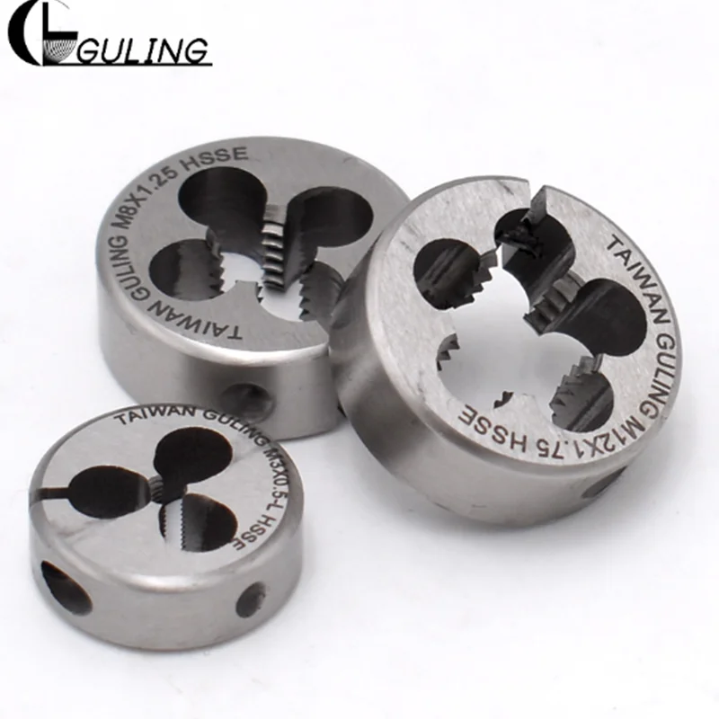GULING 1PCS AR-D Round Die Tap Threading Fine thread Right Hand Thread HSSE Die Tool M1.8~M20 X0.2/0.25/0.35/0.5/0.75/1/1.25/1.5