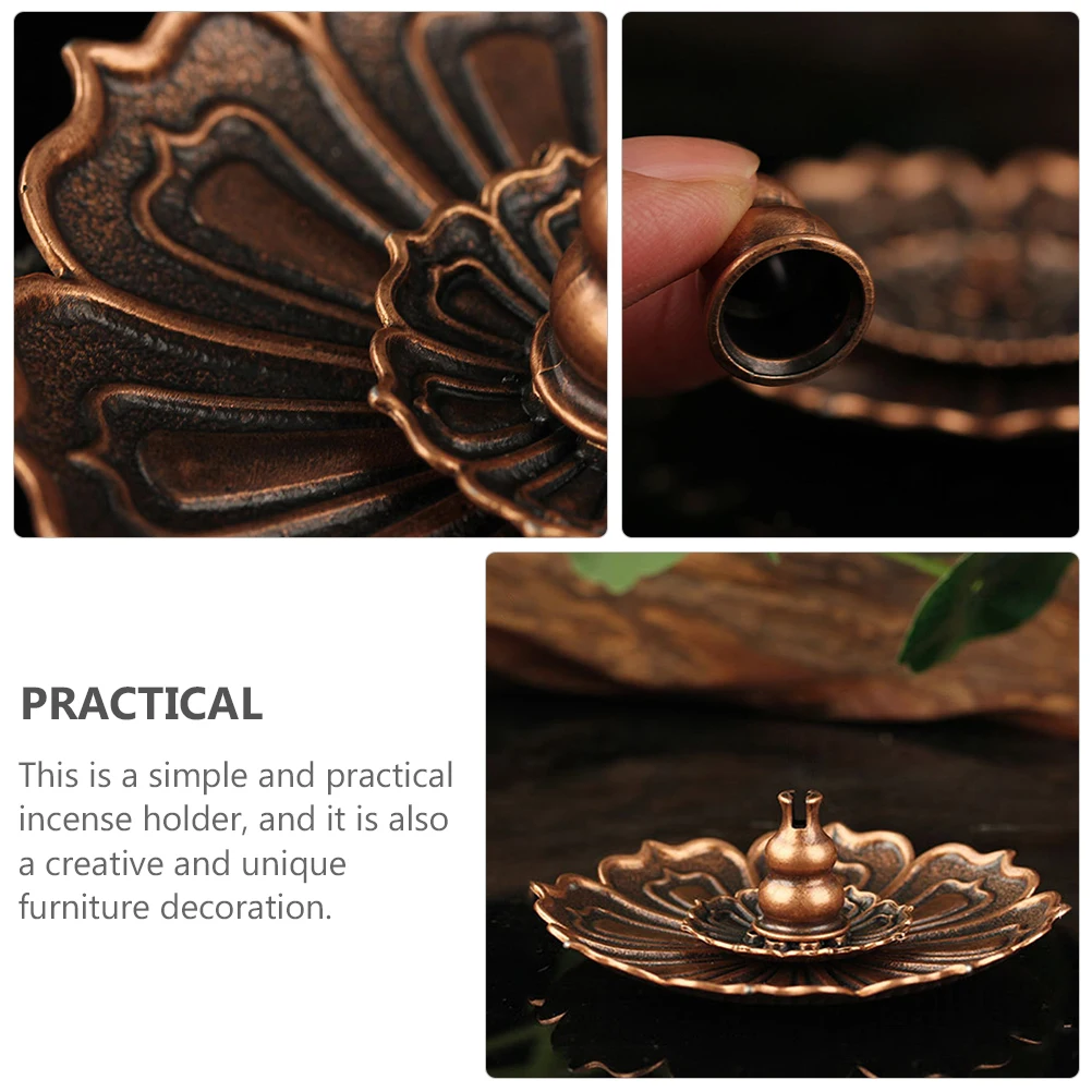 

2 Pcs Alloy Incense Burner Home Censer Lotus Base Texture Simple Design Decorative Stand Furniture Ornament