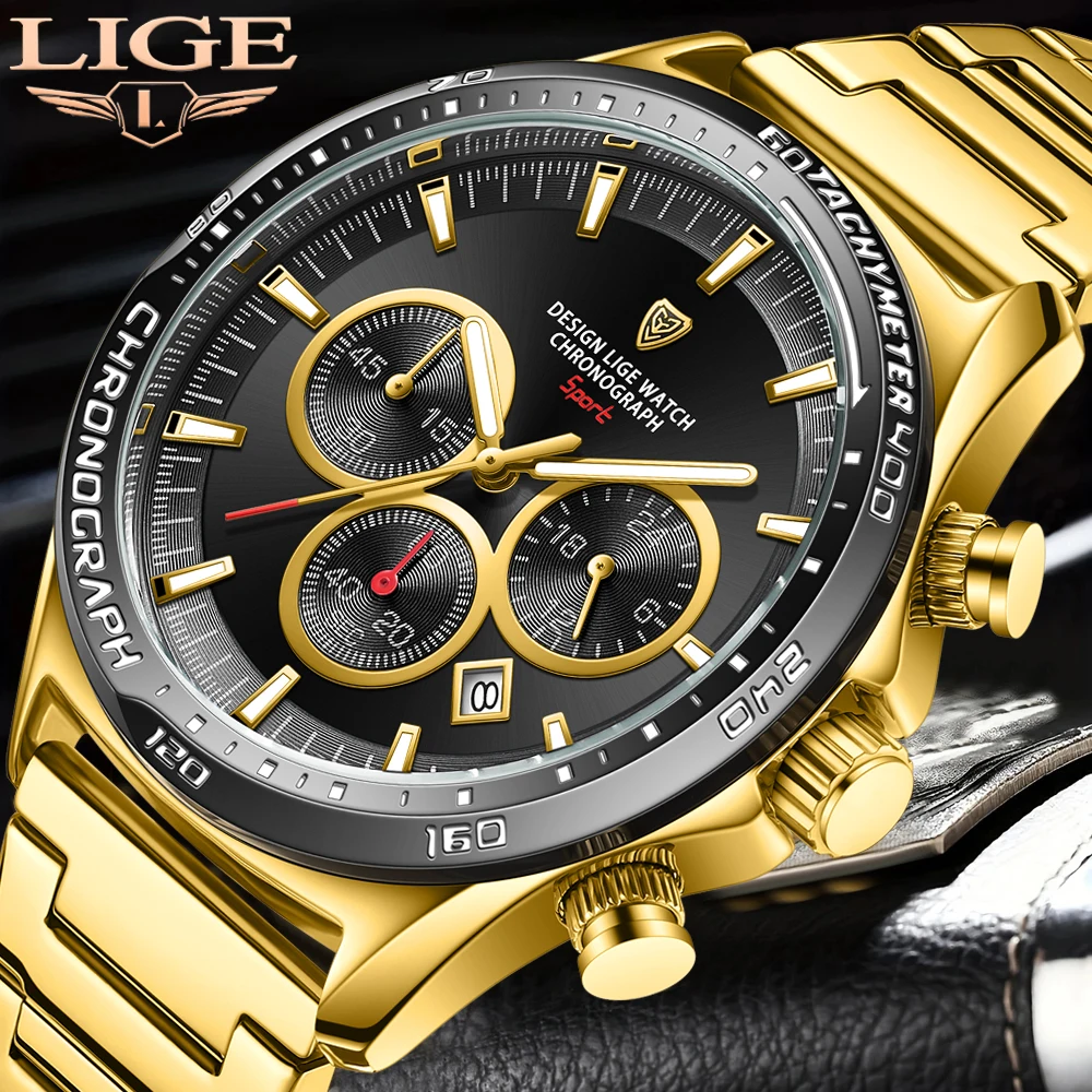 LIGE New Waterproof Watches for Men Top Brand Luxury Fashion Men Watch Sports Military Quartz Chronograph Relogios Masculino+BOX