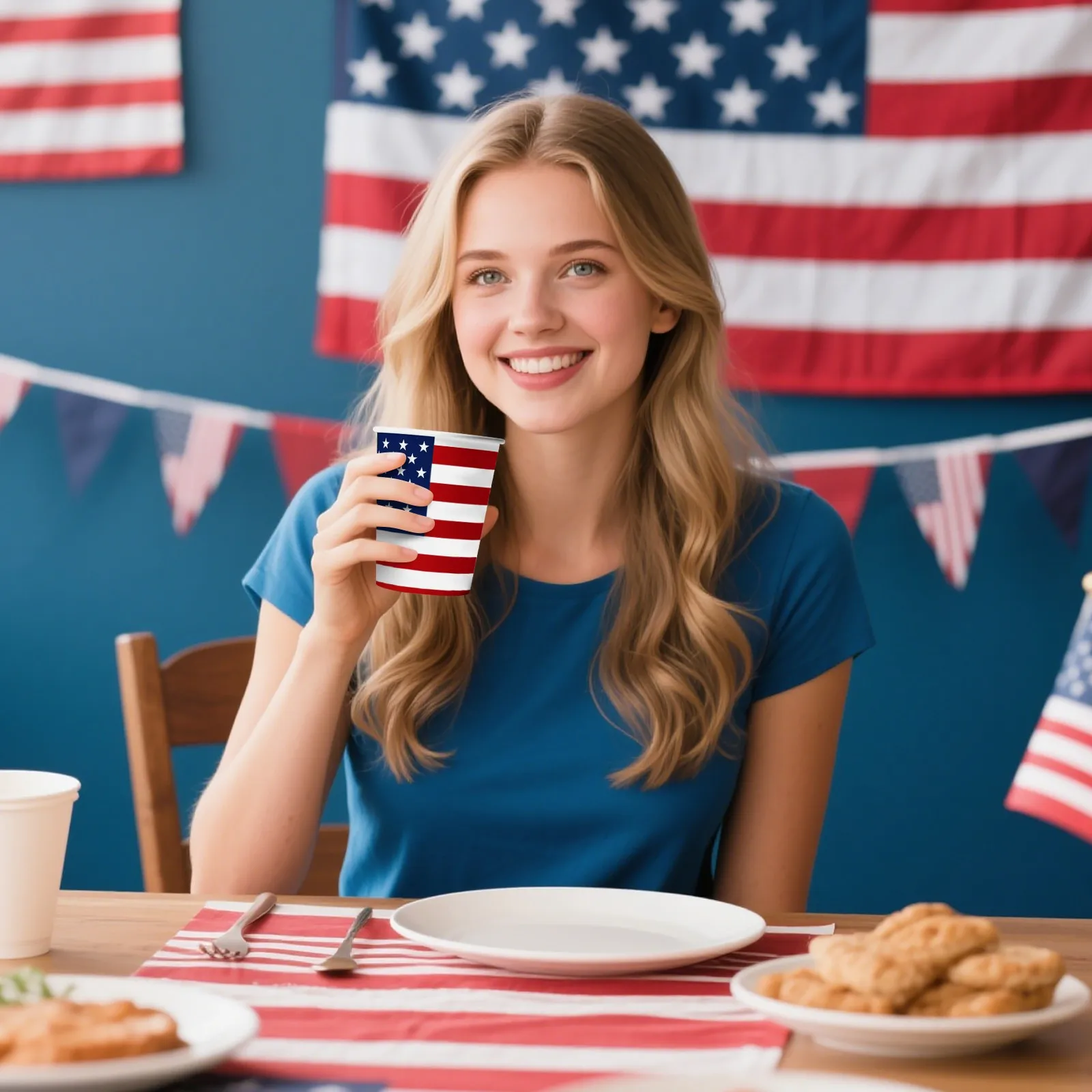 4th Of July Patriotic Disposable Paper Cups American Flag Holiday Drinking Mugs Independence Day Party Tableware Picnic Beverage