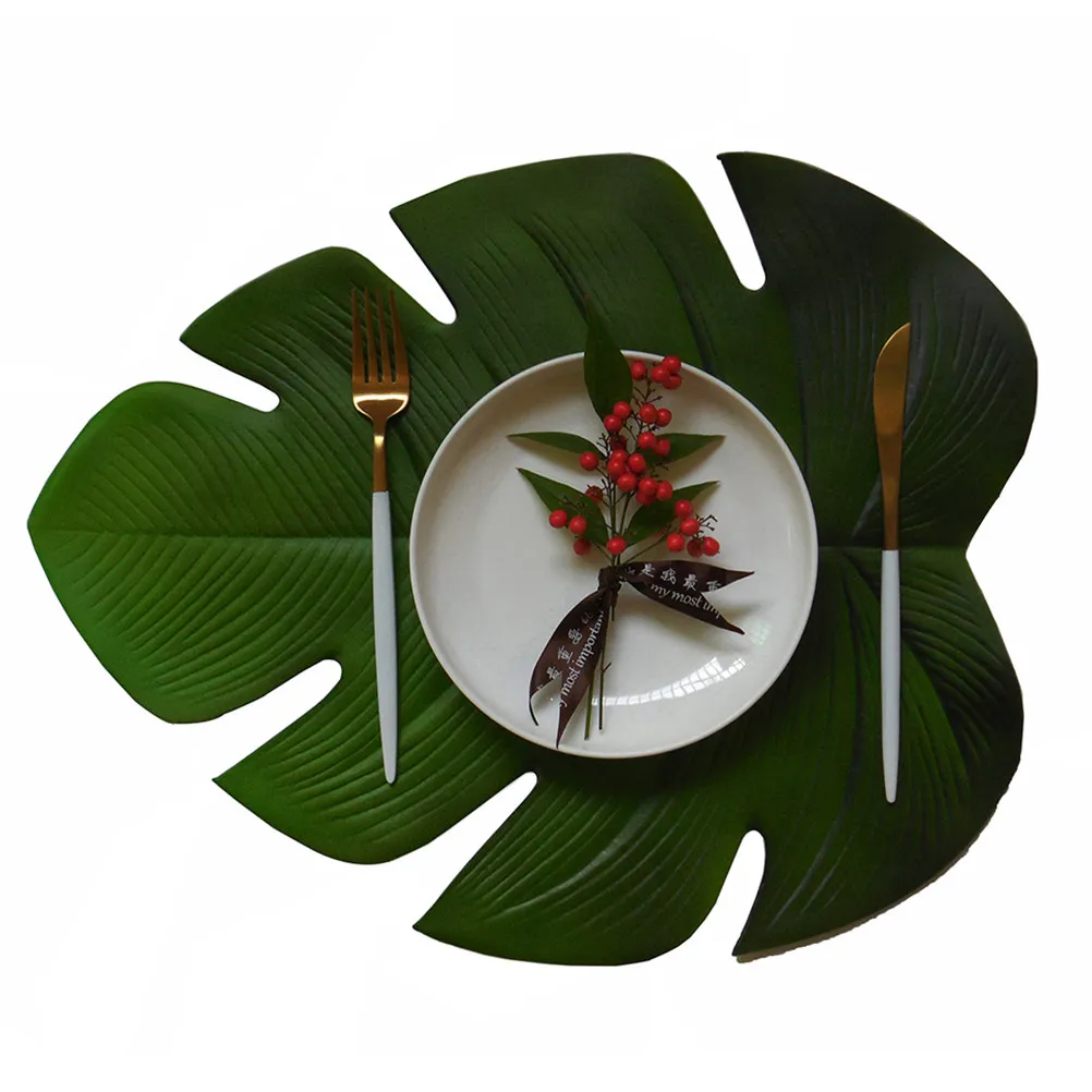 Large Artificial Tropical Palm Leaves 48x37cm Light Green for Luau Party Decor Table Mat Table Runner Wall Decoration Jungle