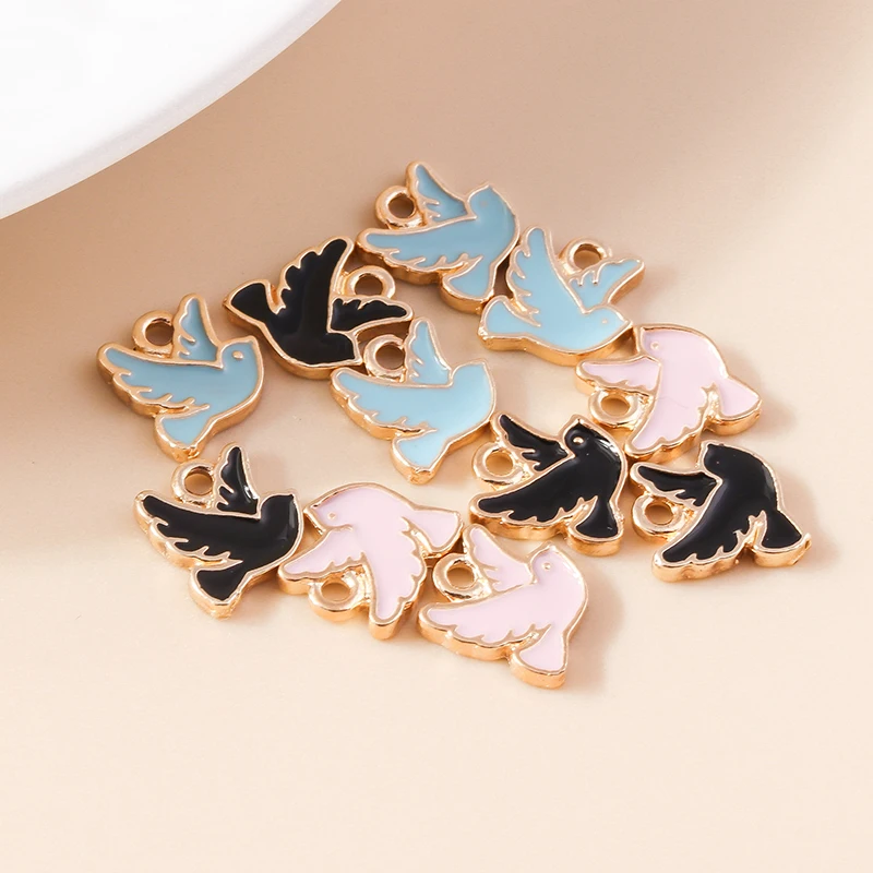 10 Stück 13x11mm Cartoon Mini Emaille Tier Tauben Anhänger für Schmuckherstellung Halsketten Ohrringe DIY Bastelzubehör – Detail 7