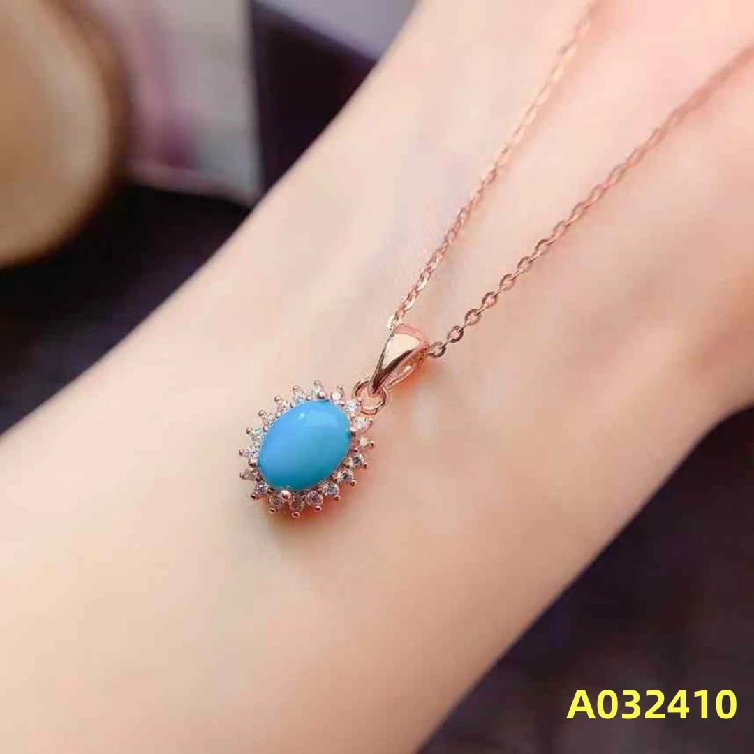 

KJJEAXCMY Fine Jewelry Optimize Turquoise Ladies' Pendant S925 Pure Silver Inlaid Birthday Party Wedding Gift