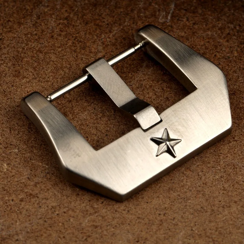 22mm Premium Thickened Stainless Steel Pin Buckle for Big Pilot Style Gold Leather Strap Star Men Replacement Watch Accessories