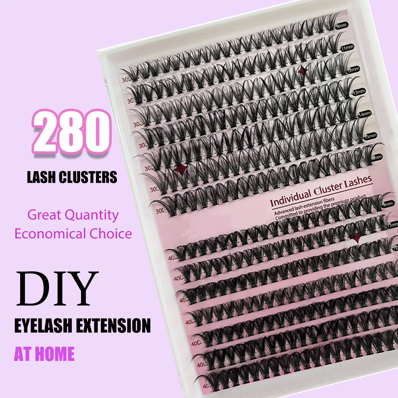 

False Eyelash Lash Extension Kit DIY 280pcs Lash Clusters Eyelash Extension Kit 9-16mm 30D 40D Individual Lashes Kit 0.07D