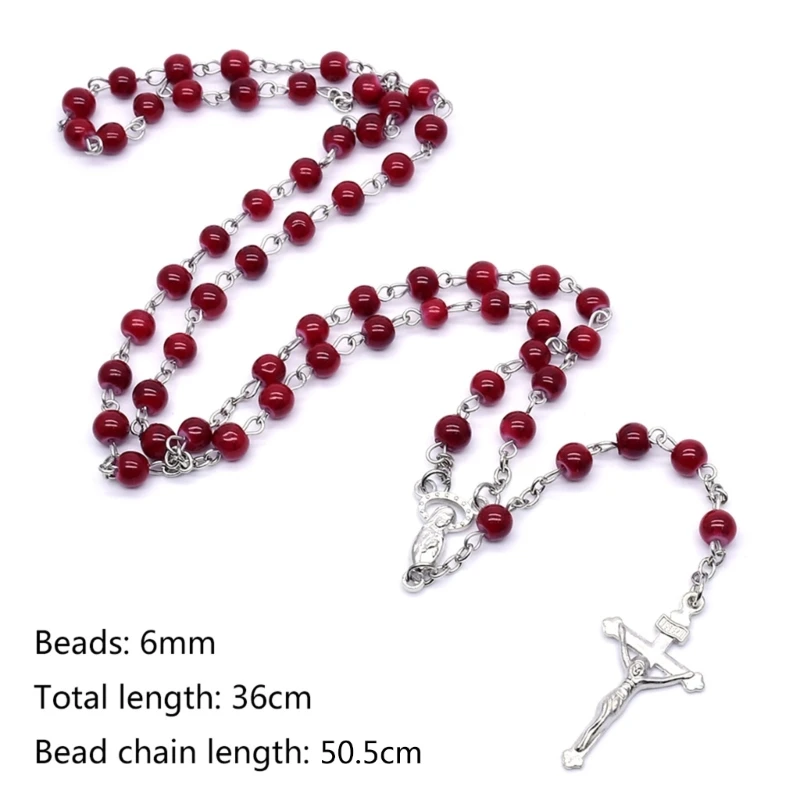 

6mm Rosary Glass Beads Jesus for Cross Pendant Necklace Charm Chain Jewelry Chri DropShipping