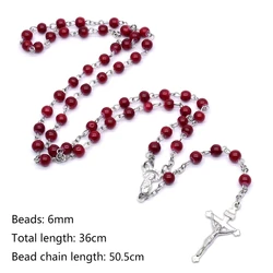 6mm Rosary Glass Beads Jesus for Cross Pendant Necklace Charm Chain Jewelry Chri DropShipping