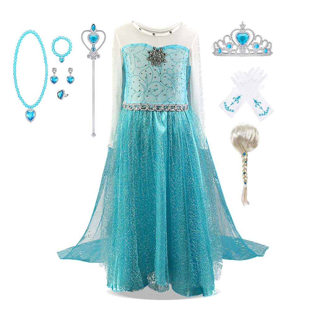 

Elsa Costume For Girls Snow Queen Kids Costumes Carnival Party Prom Gown Cosplay Children Clothing Princess Dress