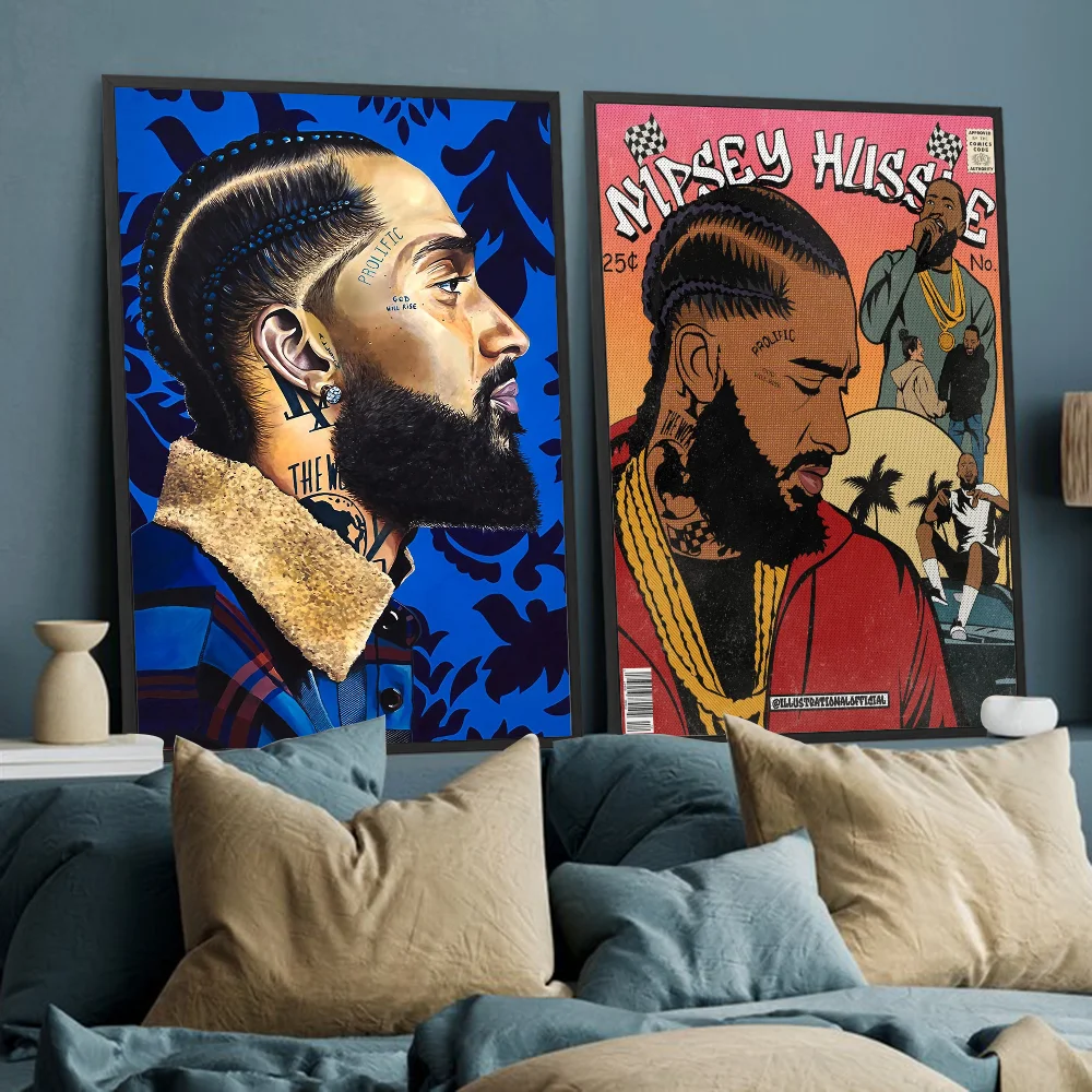 Rapper N-Nipsey H-Hussle Poster Self-adhesive Art Poster Whitepaper Prints Posters Artwork Aesthetic Art Wall Painting