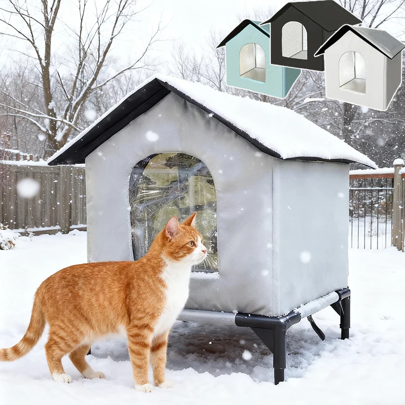 

Outdoor Stray Cat House Oxford Cloth Waterproof Winter Warm Cat Nest Large Enclosed Warm Tent for Small Medium Pet Panier Chat