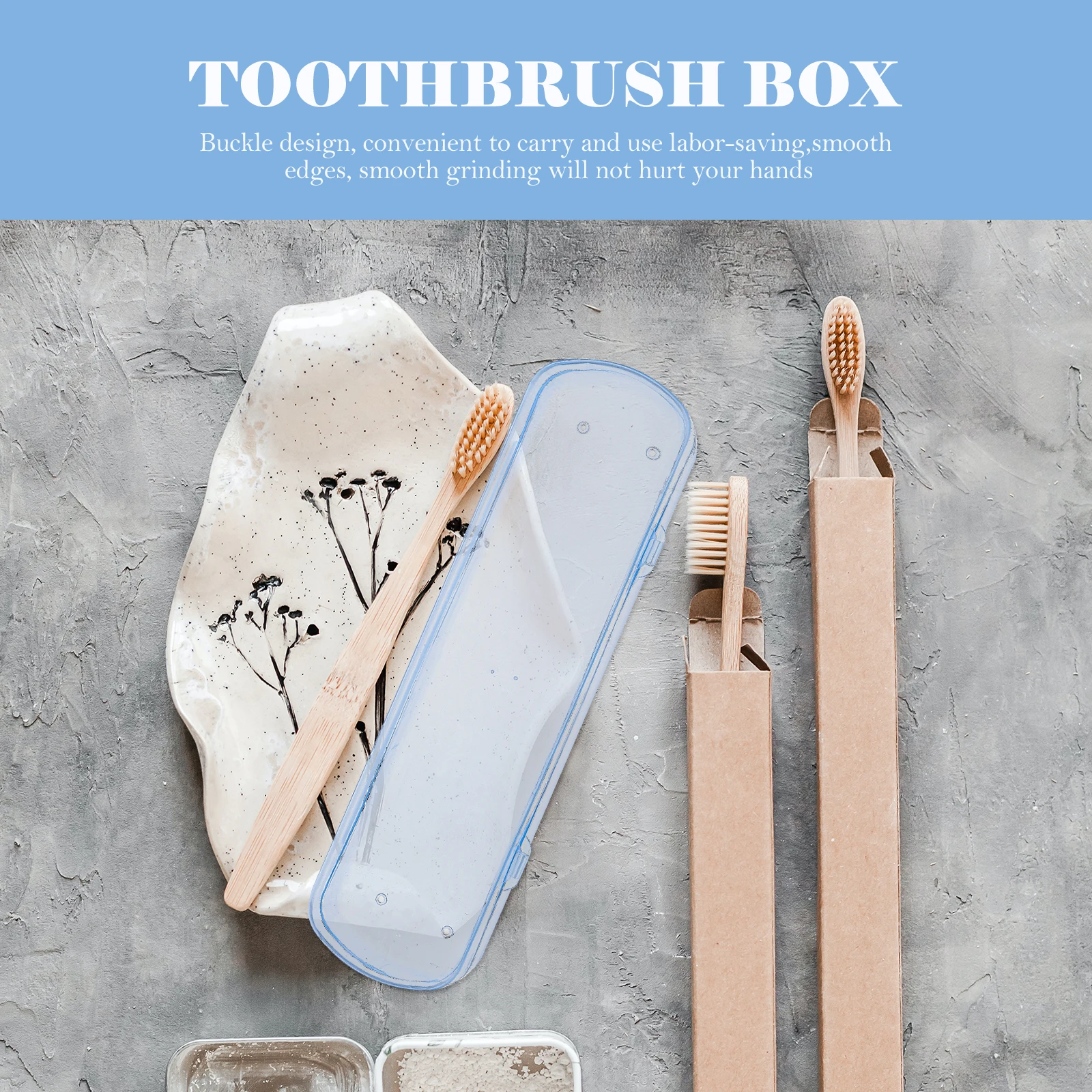 

4Pcs Toothbrush Container Smooth Grinding Laborsaving Design Portable Travel Case Airtight Business Trip Organizer