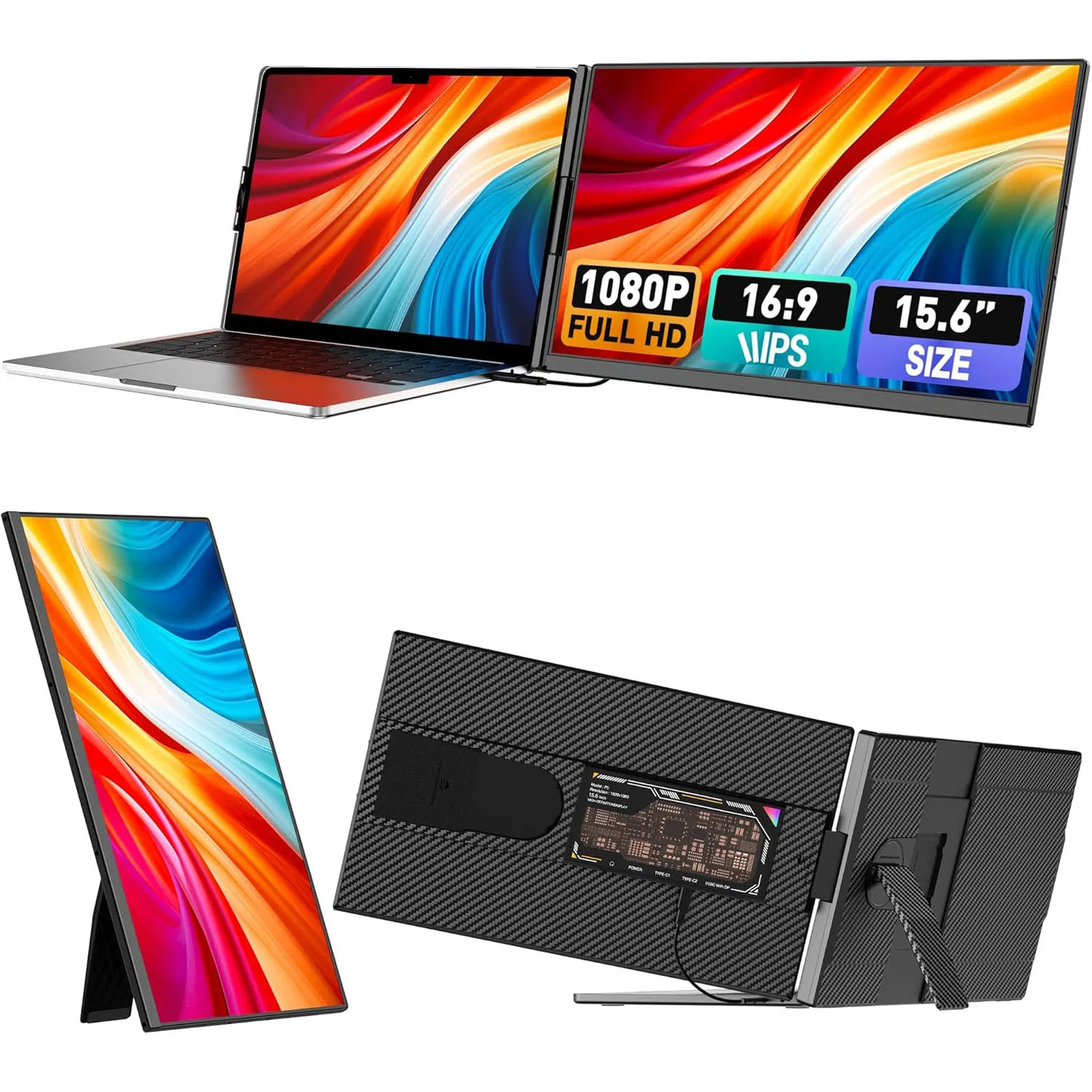 

Wholesale 15.6-Inch IPS LCD Panel Laptop with Type C Interface Extensor De Pantalla PS5 Two Screen Laptop