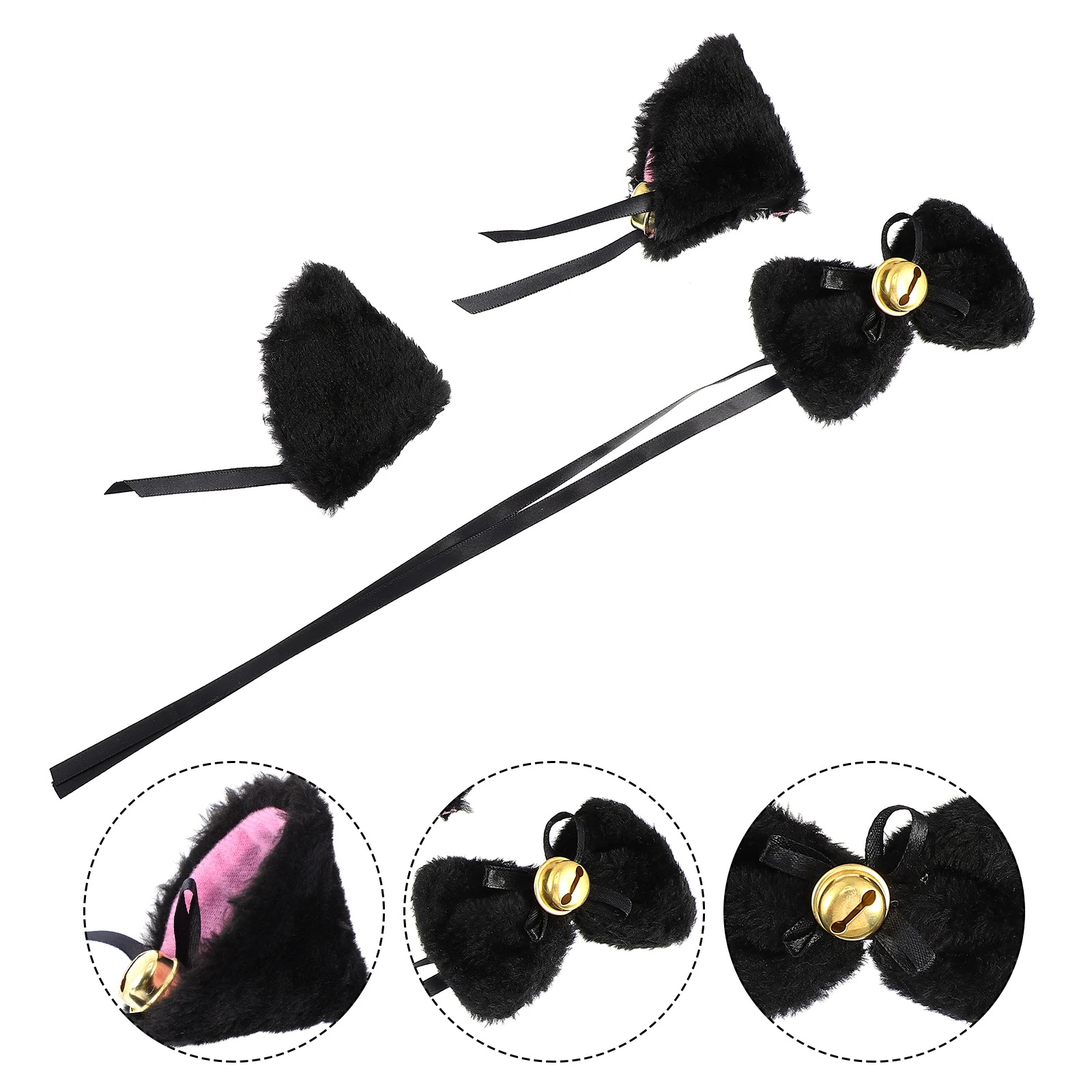 

1 set Bow-Knot Choker Set For Girls Cat Ears Bell Clavicle Chain Party Costume Accessory Headband Kids Bow-Tie Necklace