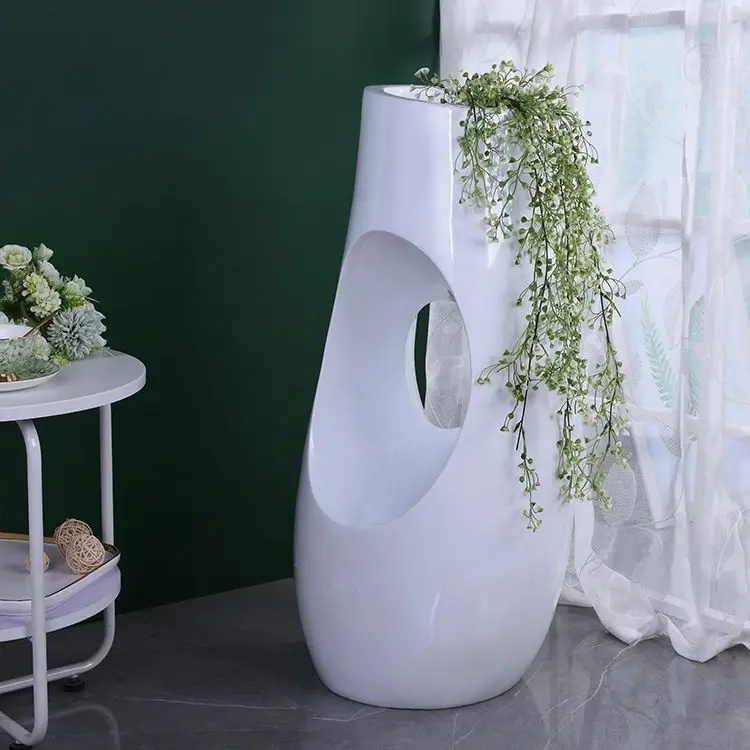 

Floor Vase Hot Sell Modern 100Cm Big Vase Floor Large Home Decor Simple Style Grote Vaas Nordic White Vase With Holes