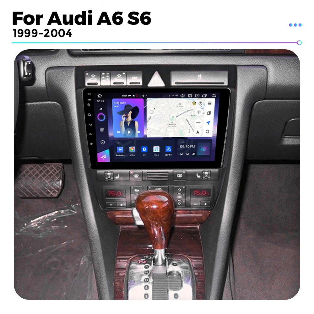 9 inch Android Autoradio CarPlay 2 Din Auto Multimedia Speler DSP Hoofd Eenheid Voor Audi A6 C5 1997-2004 S6 1999-2004 RS6 2002-2006 auto intelligent systeem car accessories android auto wireless android