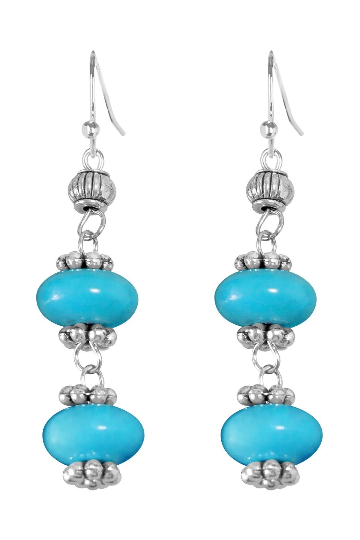 

Fashion Turquoise Pecos Earrings Tibetan Silver Drop Earrings Jewelry