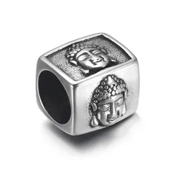 Stainless Steel Cuboid Bead Buddha 8mm Large Hole Beads Polished Metal Charms Accessories DIY Bracelet Jewelry Making