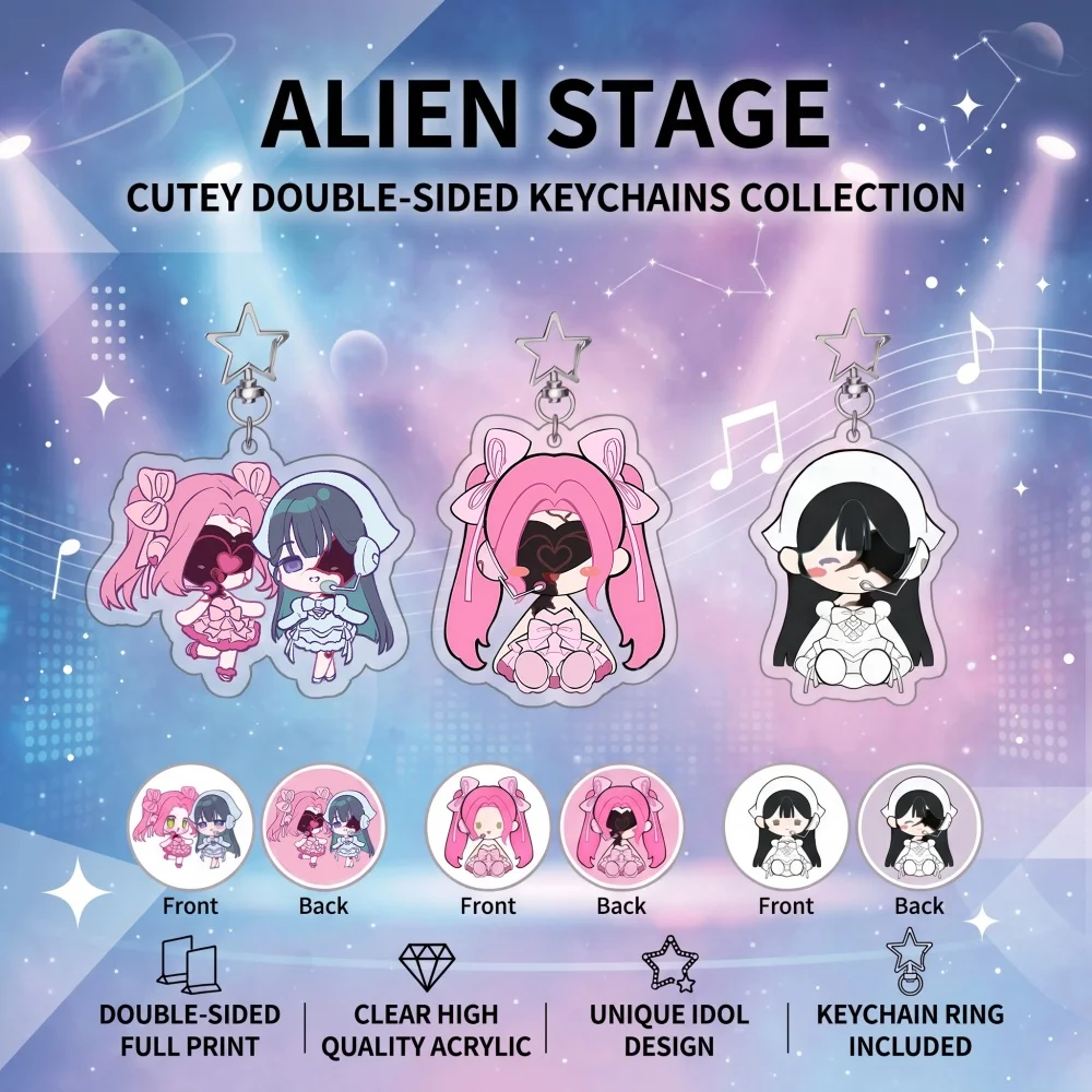 Alien Stage Mizi Sua Chibi Acrylic Keychain Double Sided Dual Design Normal Alien Form 6cm Bag Charm Anime Collectible Fan Gift
