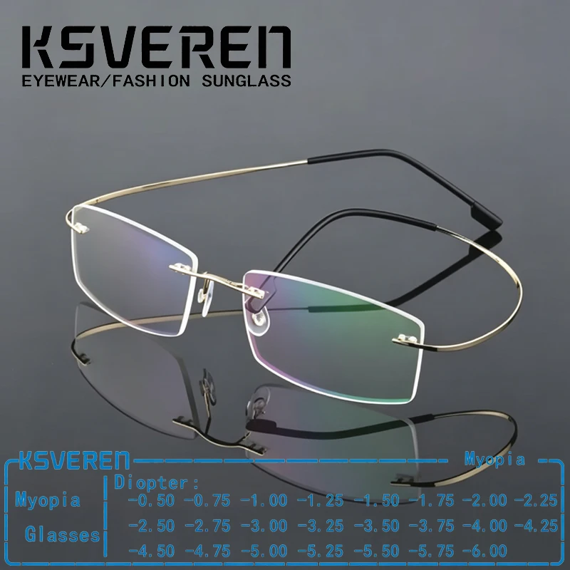 Ultra Ultra Light Frameless Titanium Alloy Photochromic Myopia Glasses Men Business Prescription Eyewear Gray Tint Under Sunlight - Aliexpress Deal