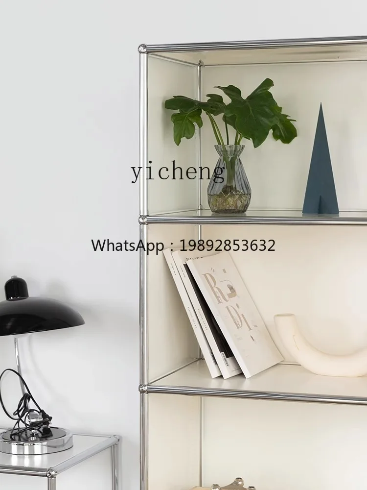 ZZ Bookshelf and Storage Shelf Floor Module Combined Bookcase Simple Modern Stainless Steel