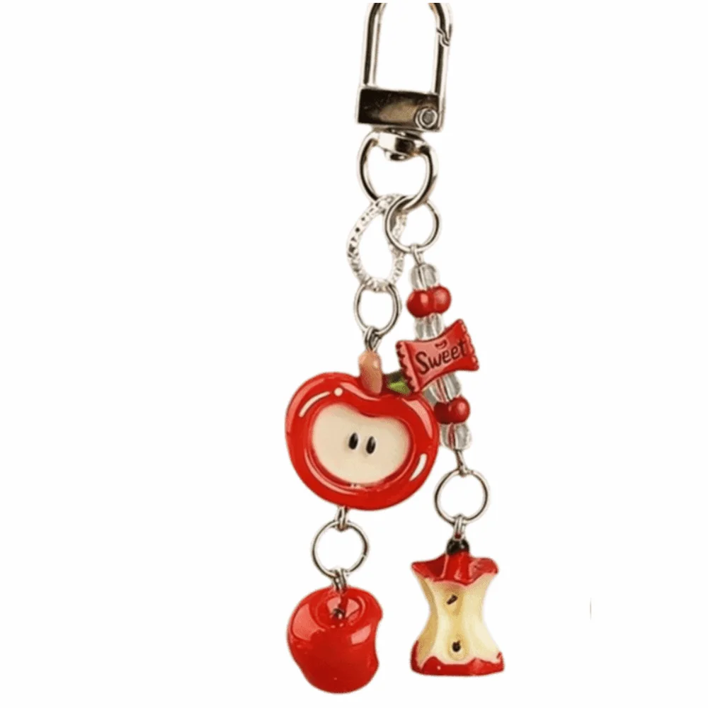 Cute Cartoon Lucky Fruit Keychain 3D Fruit Pendant Decorative Wind Chime Ornaments Handmade Resin Phone Charm Gift Accessories