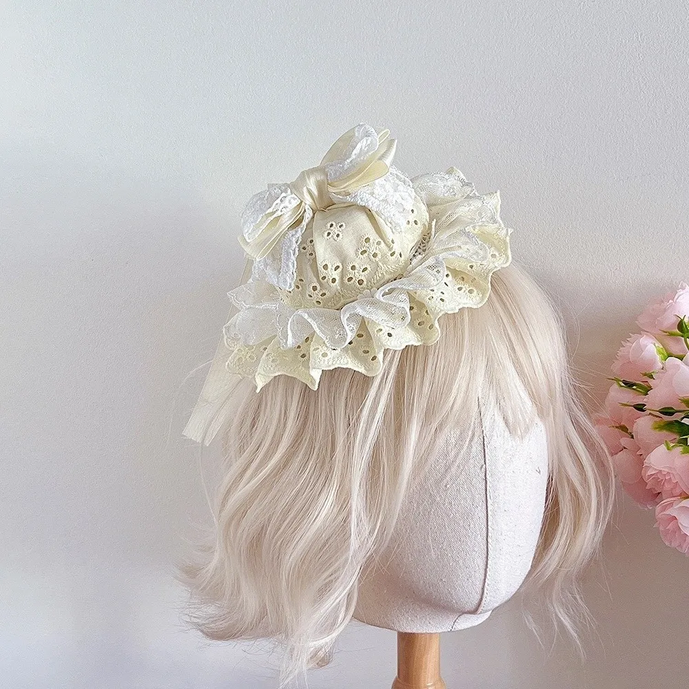 

Kawaii Vintage Lolita Hair Clip Elegant Soft Top Hat Hair Clip Exquisite Bow Hair Clip Lolita Hair Accessories