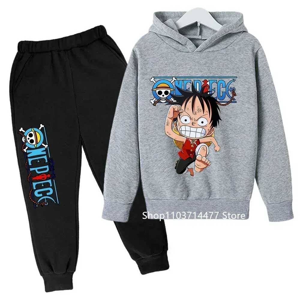 حار قطعة واحدة هوديي مجموعة الاطفال لوفي ملابس الفتيان الفتيات ملابس الأطفال جيرسي بدلة رياضية الخريف هوديي السراويل 2 قطعة مجموعة #2