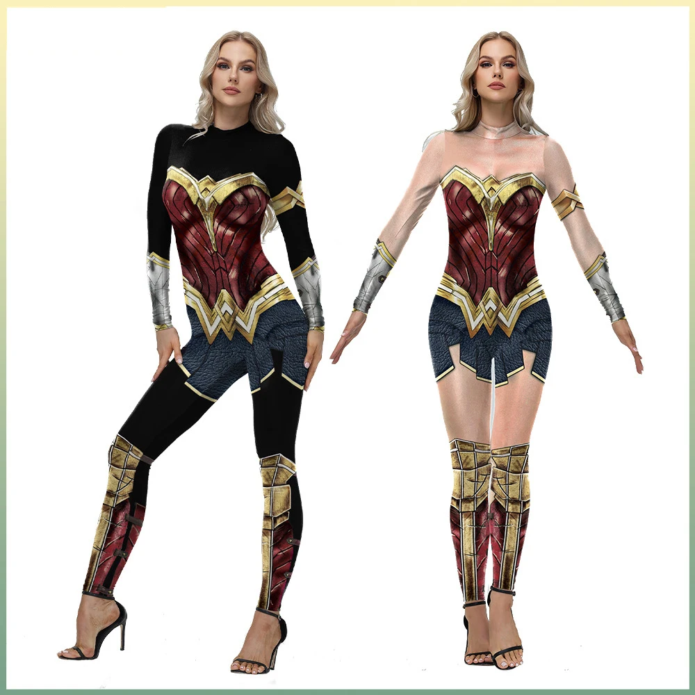 

Superhero Wonder Costume Woman Cosplay Girl Bodysuit Party Sexy Jumpsuit Superwoman Stage Performance Zentai Outfits for Female