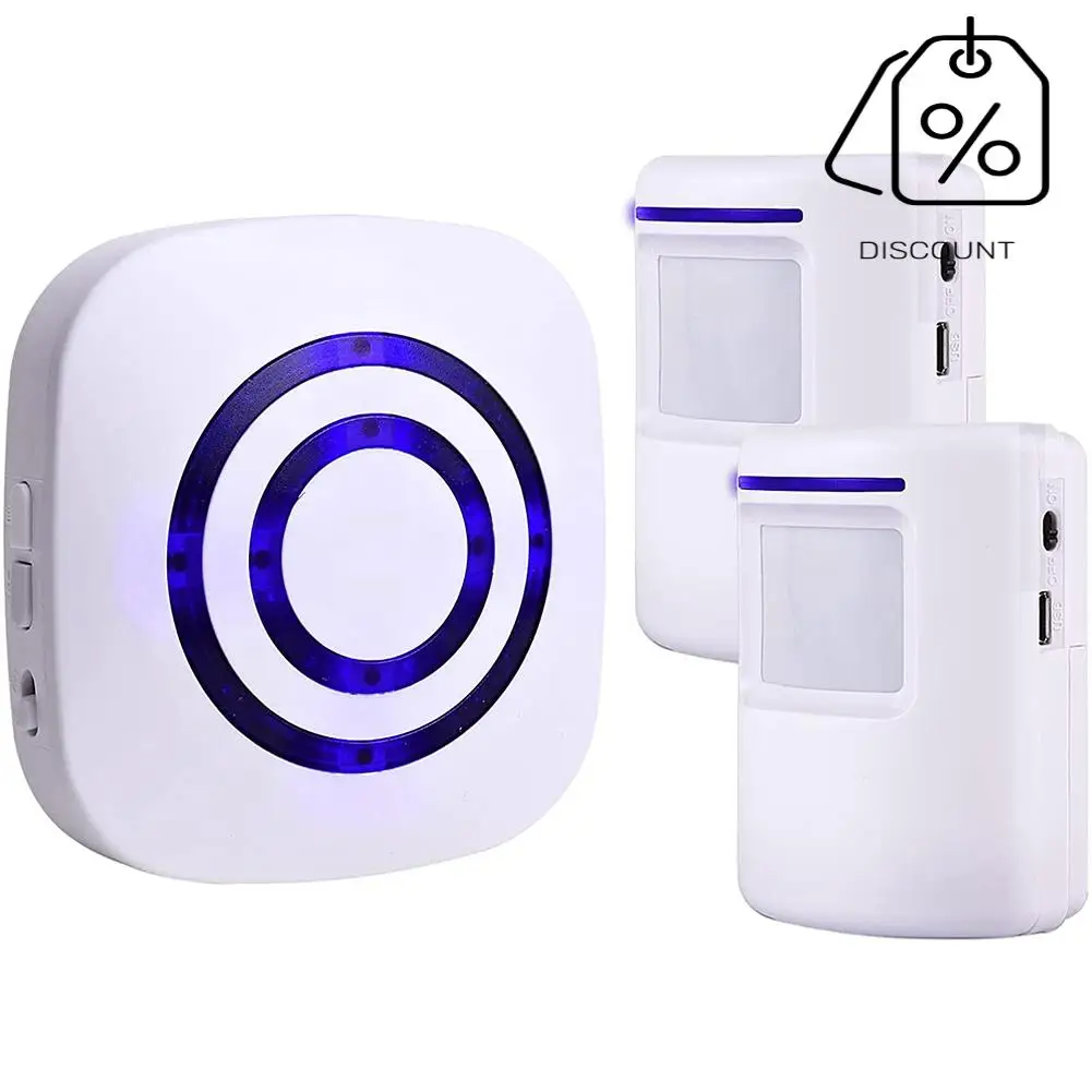 AB35-Motion Sensor Alarm System, Wireless Home Security Driveway Alarm Indoor,PIR Motion Detector Alert With 2 Sensor US Plug