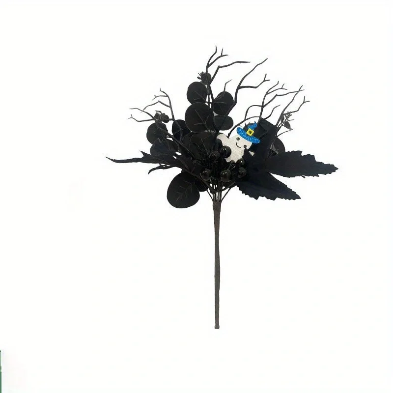 Künstliches Ahornblatt und Kürbiskelett-Elf-Halloween-Dekoration – Herbstzweige mit Skelett-Mitteldekoration – Detail 9