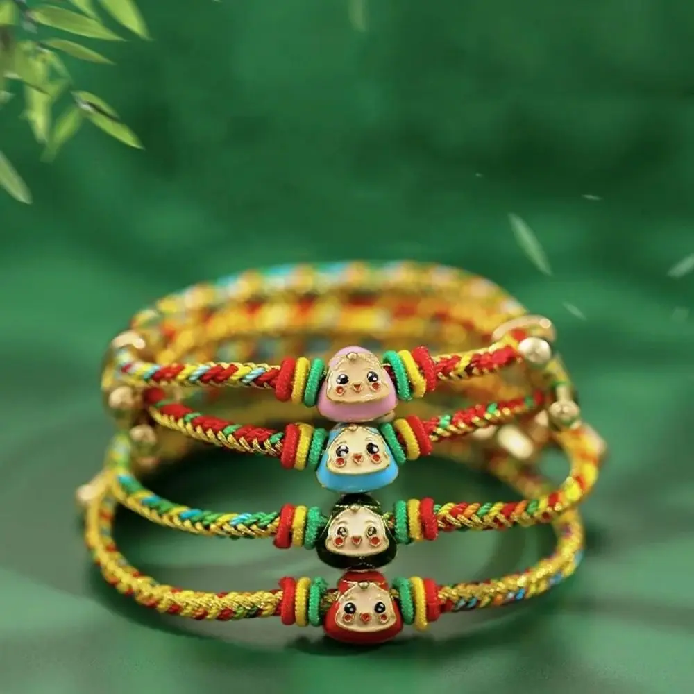 Adjustable Colorful Rope Bracelet Chinese Style Exquisite Zongzi Charm Bracelet Alloy Cute Wrist Bracelet Children