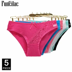 Women Underwear Cotton Sexy Lace Low Waist Soft Panties Hipster Briefs Ladies Knickers Lingerie for Women 5 Pcs/set