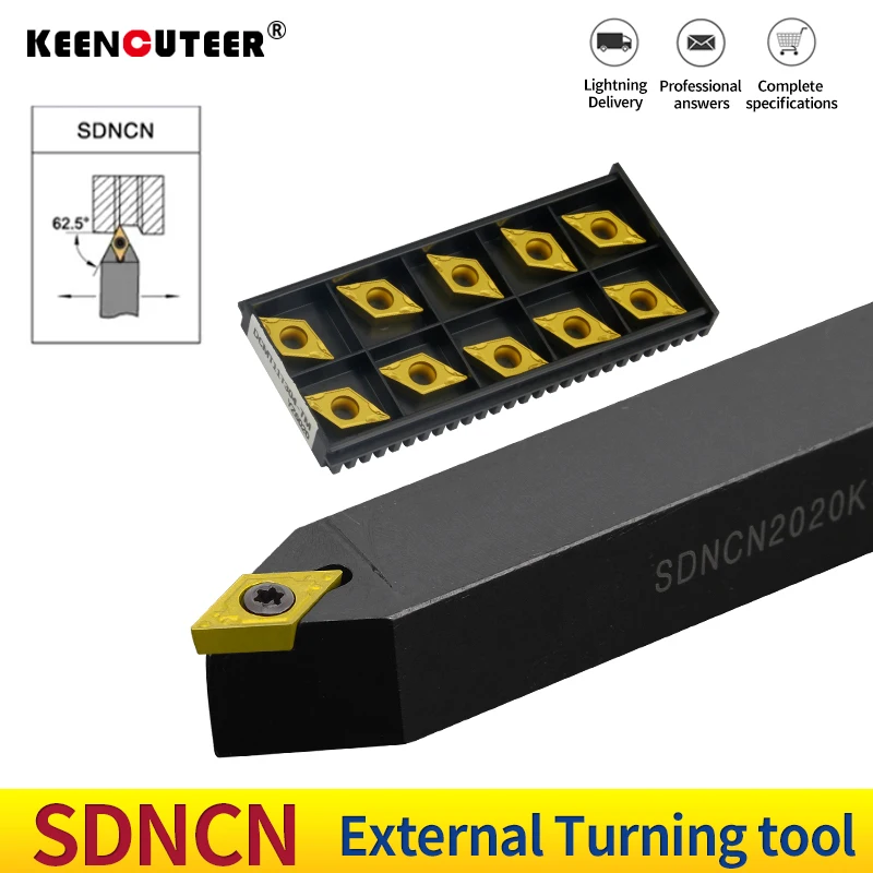 Suporte de Ferramenta de Rotação Externa Tridimensional Dcmt Conjunto de Ferramentas de Corte Cnc de Torno e Carboneto Peça Sdncn1212h07 Sdncn1616h07 Sdncn2023k11