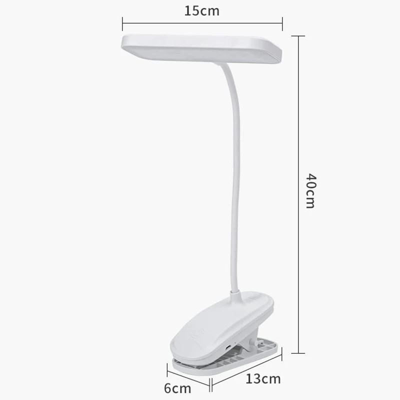 Clip-on LED Desk Lamp USB Rechargeable Table Lamp Book Reading Night Light for Bedroom 3 Mode Dimming Eye Protection for Student