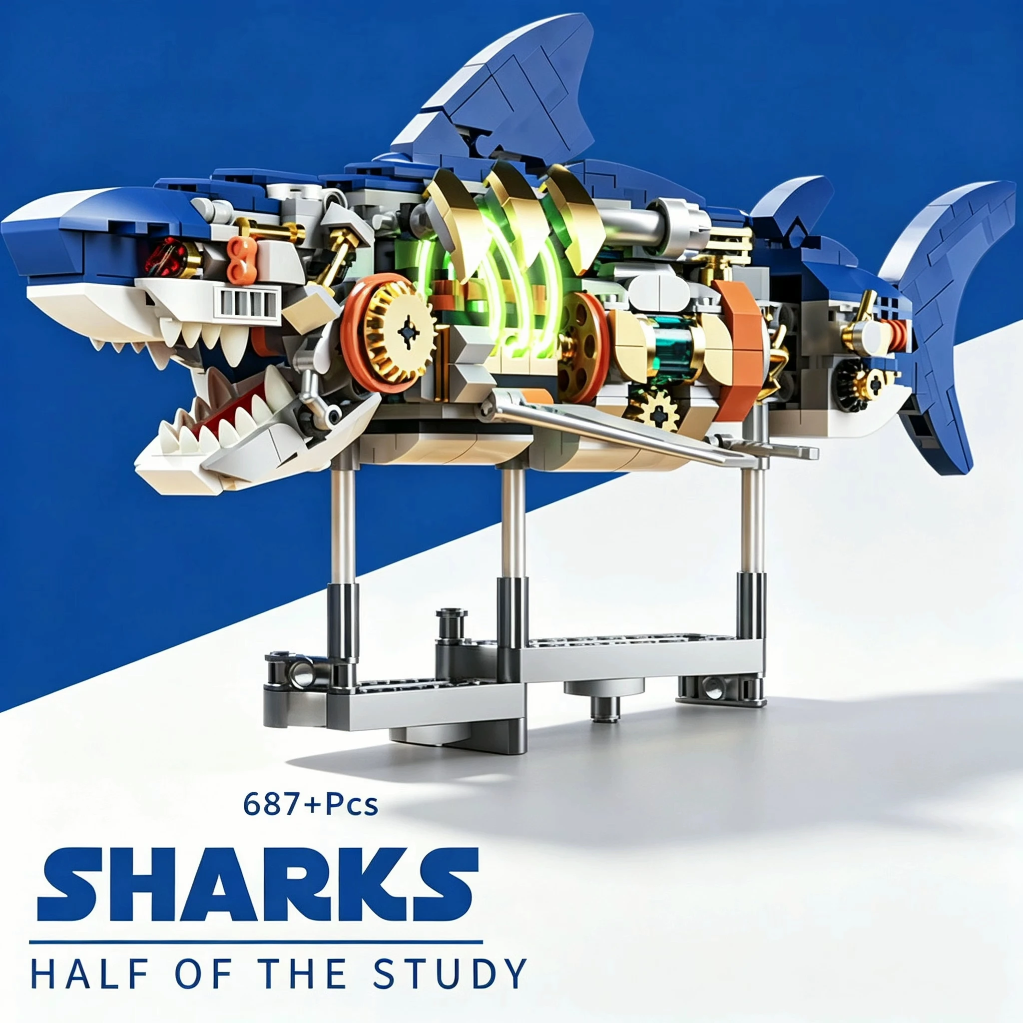 

DIY Mechanical Technology Shark Building Blocks, Creative Linkage Animal Series, Decorative Model, Christmas Birthday Gift