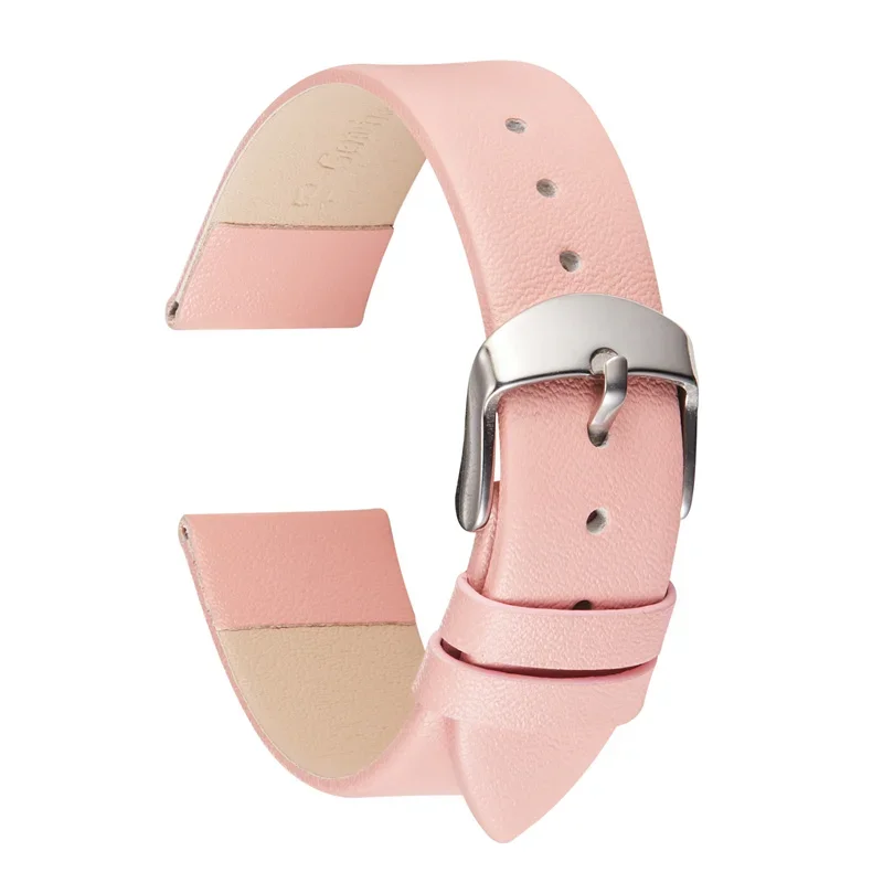 Watch Accessories 14mm 16mm 18mm 20mm 22mm Soft Genuine Leather Watch Band Watch Strap Fashion Pink Watchbands