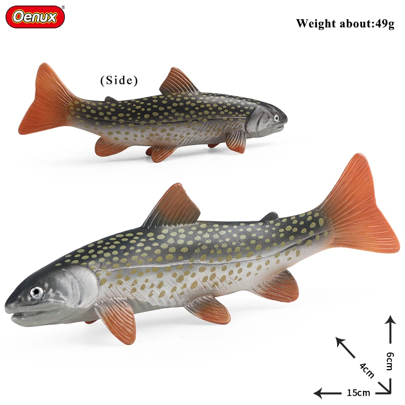 Oenux Sea Life Model Clownfish Salmon Bass Marine Ocean Animal Action Figures PVC High Quality Education Miniature Beach Kid Toy