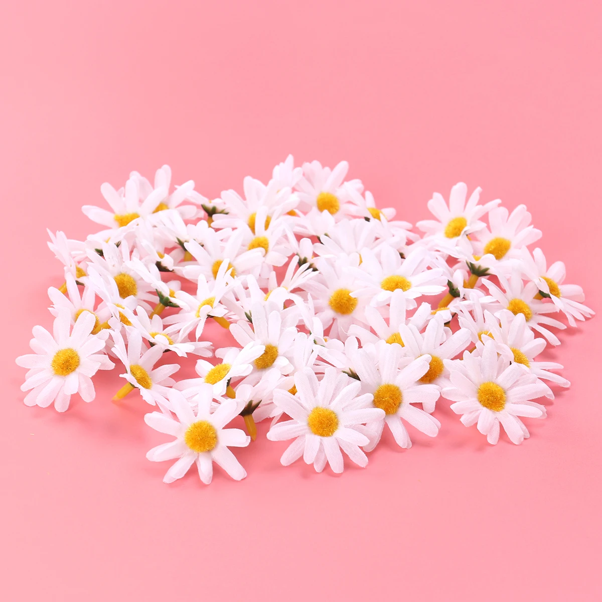 

50 Pcs Simulated Chrysanthemum Headdress Simulation Daisy Flower DIY Fabric Flowers White Craft Props Jewelry Accessories