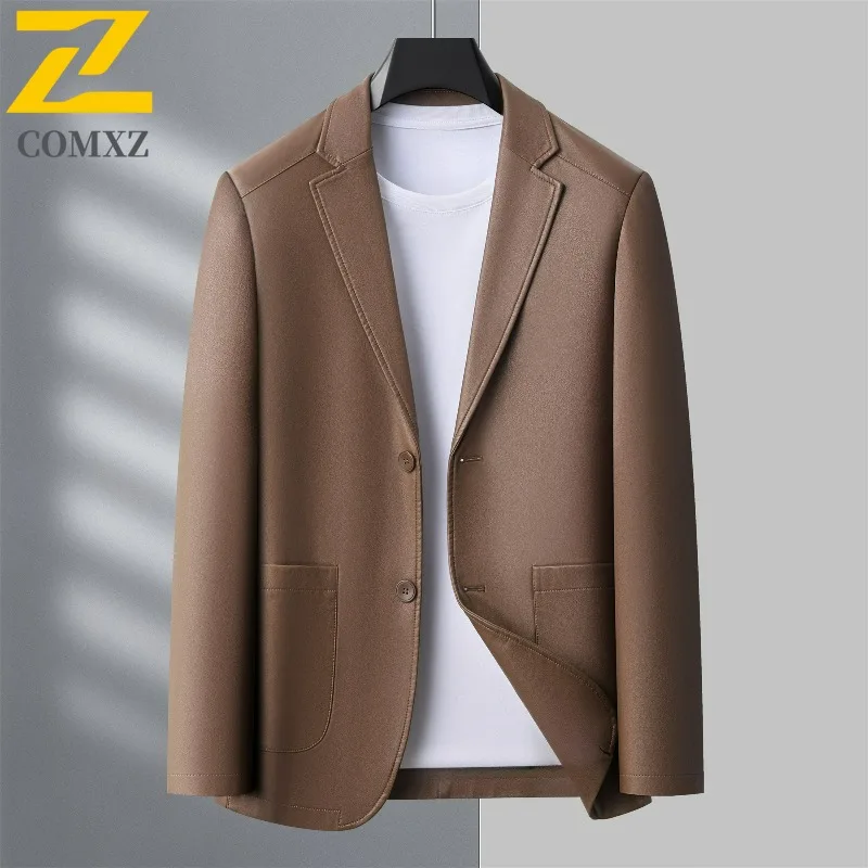 

Autumn Leather Blazer Jacket Men Loose Casual Leather Suit Collar Coat Fashion Trendy Wear Premium Quality Leather Outerwear