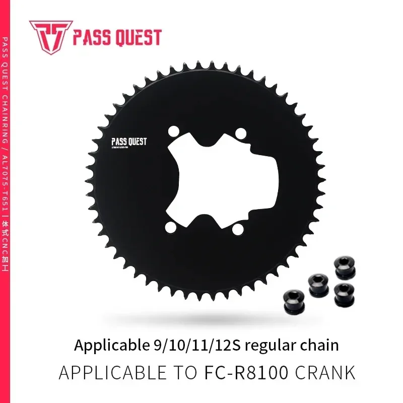 PASS QUEST 110BCD 4-Bolt Chainring AERO Chainwheel for SHIMANO UT R8100 Narrow Wide Chainring 9/10/11/12S