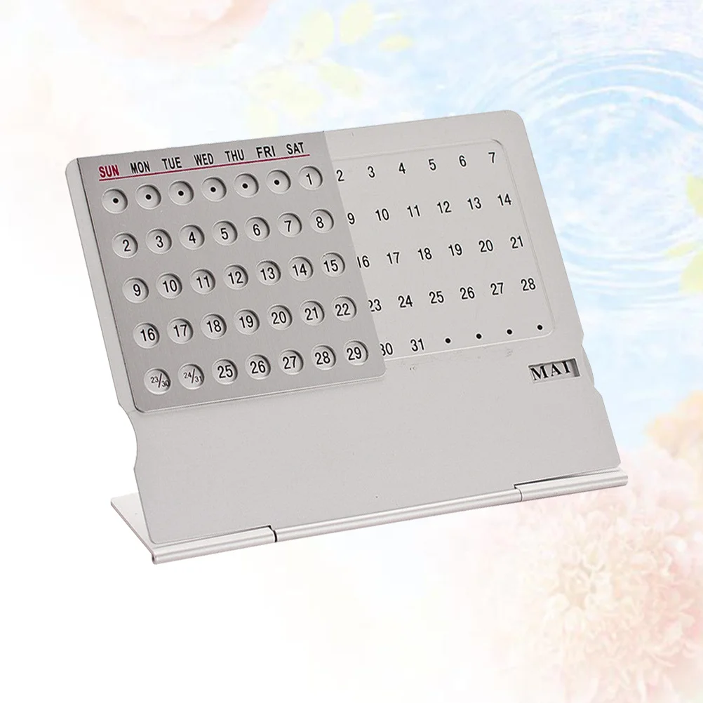 1 ชิ้น - ปฏิทินอะลูมิเนียมบาง ใช้งานได้จริง ใช้ได้ยาวนาน เหมาะสำหรับบ้าน สำนักงาน โต๊ะทำงาน โรงเรียน ปฏิทินโลหะสีเงิน