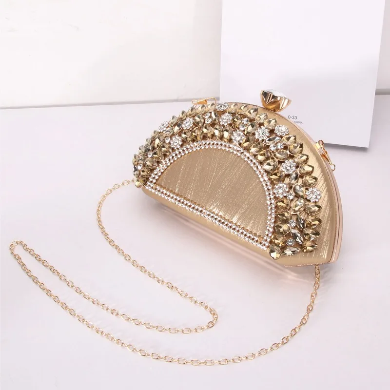 

Luxury Diamond Inlaid Women's Handbag Fashionable Handle Crossbody Evening Bag Polyester Fiber New Style