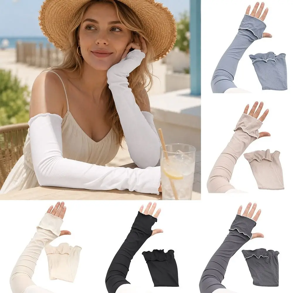 Comfortable Breathable Cooling Arm Sleeves UV Protection Ice Silk Sun Protection Sleeves Quick Dry Lightweight Sunscreen Sleeves