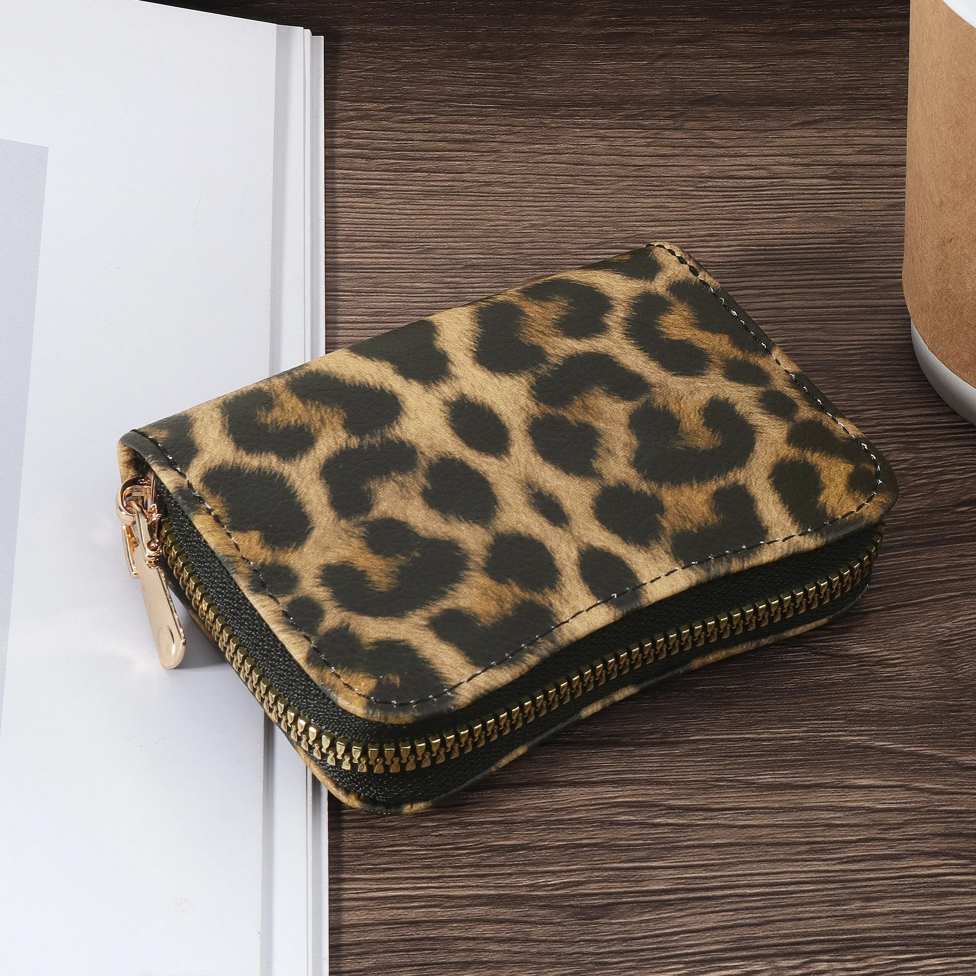 Nueva cartera de tarjeta de crédito para mujer a la moda, monedero con cremallera alrededor de monedas, estuche protector con cremallera para mujer