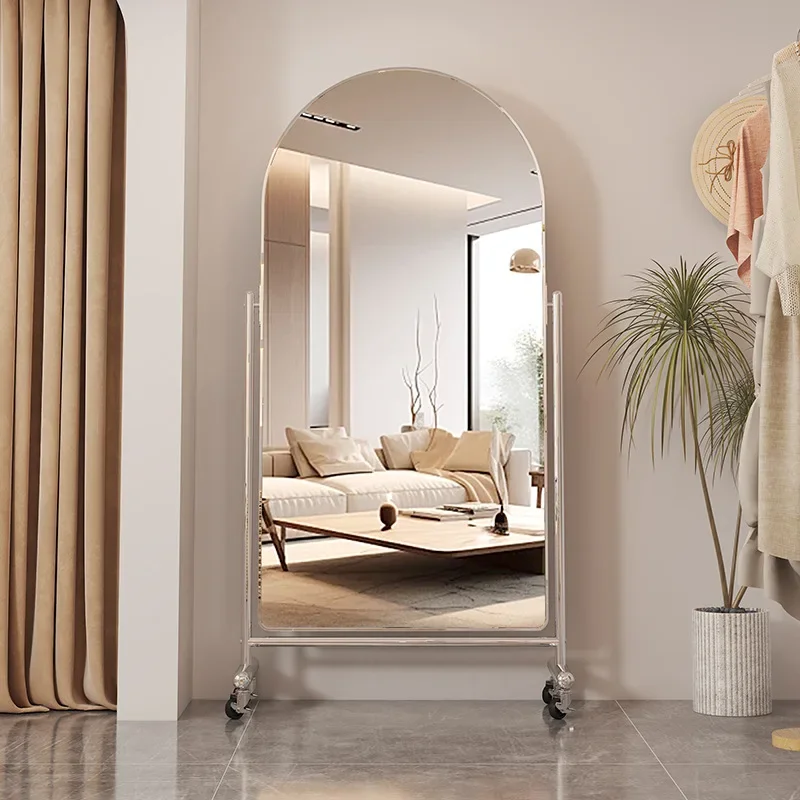 DSA clothing store mirror stainless steel full-body mirror floor  home living room fitting  movable dressing and thin design