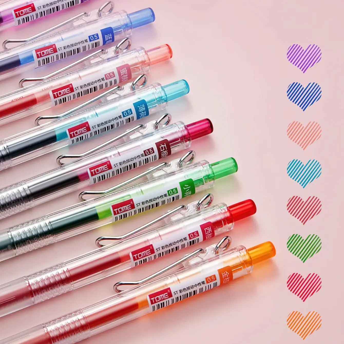 2/3/6/12pcs Color Gel Pens Set Click Type Transparent Barrel Fresh Colors Quick-dry Ink 0.5mm Ballpoint for Drawing A7903